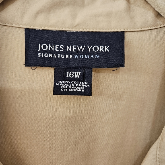 Jones New York Signature Tan Cotton Safari Dress - Size 16W - Picture 7 of 8